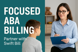 Swift Bill ABA Provider woman sitting on a chair and writing on a clipboard